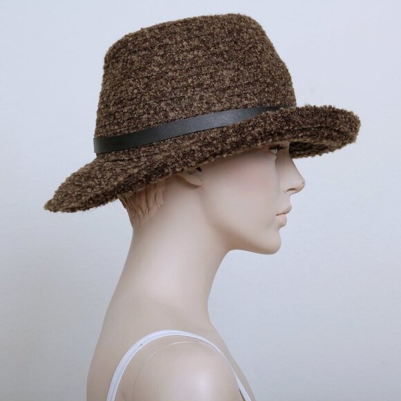 Women's Wool Blend Bowler Hat with Faux Leather Band - Picture 2 of 10